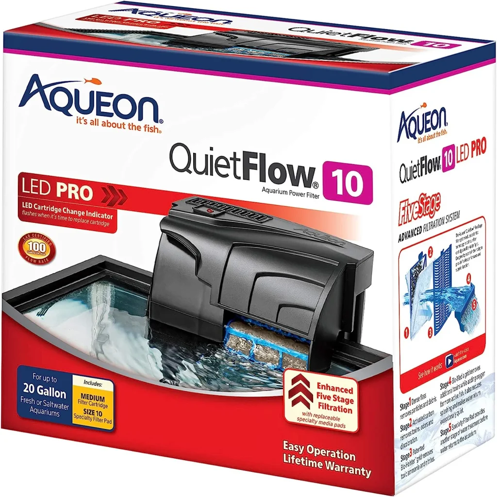 Aqueon QuietFlow 10 LED PRO Aquarium Fish Tank Power Filter